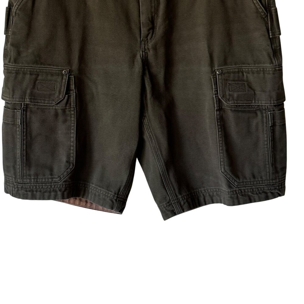 Duluth Trading Co Sz 36 Cargo Carpenter Shorts Utility Heavyweight Pockets Green - Picture 4 of 15